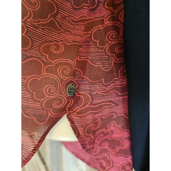 Scotch & Soda P PETITE Sheer relaxed red black puff sleeve EUC whimisgoth silk? - Picture 4 of 9